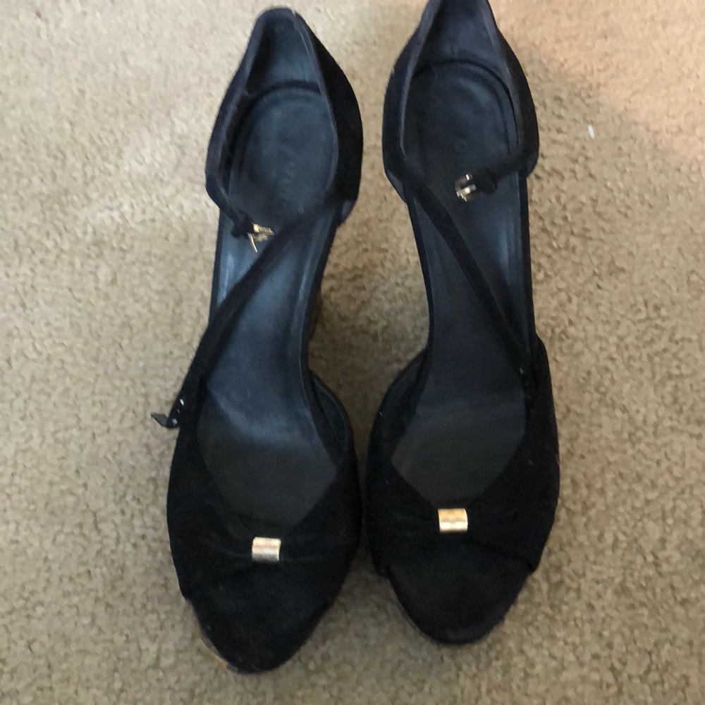 *Authentic* Gucci cork wedge suede sandal